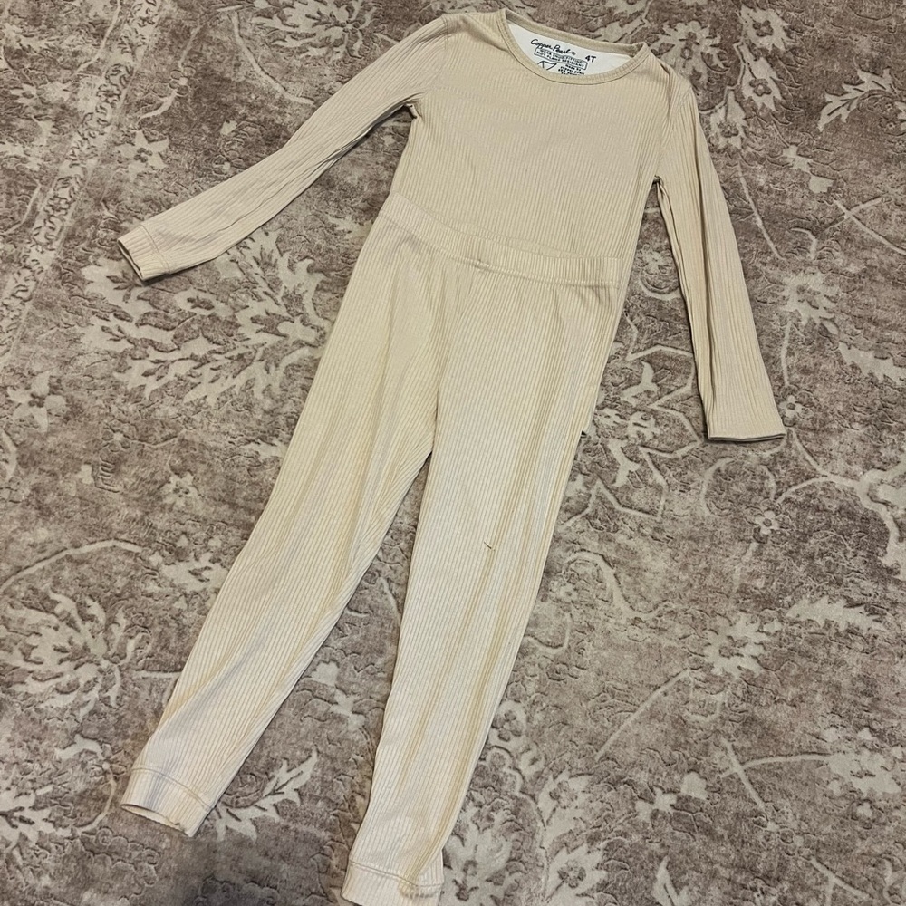 Copper Pearl Ribbed Cream Long Sleeve Pajama Set